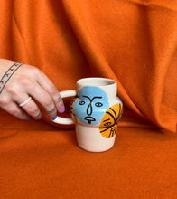 Load image into Gallery viewer, Blue and orange collab mug
